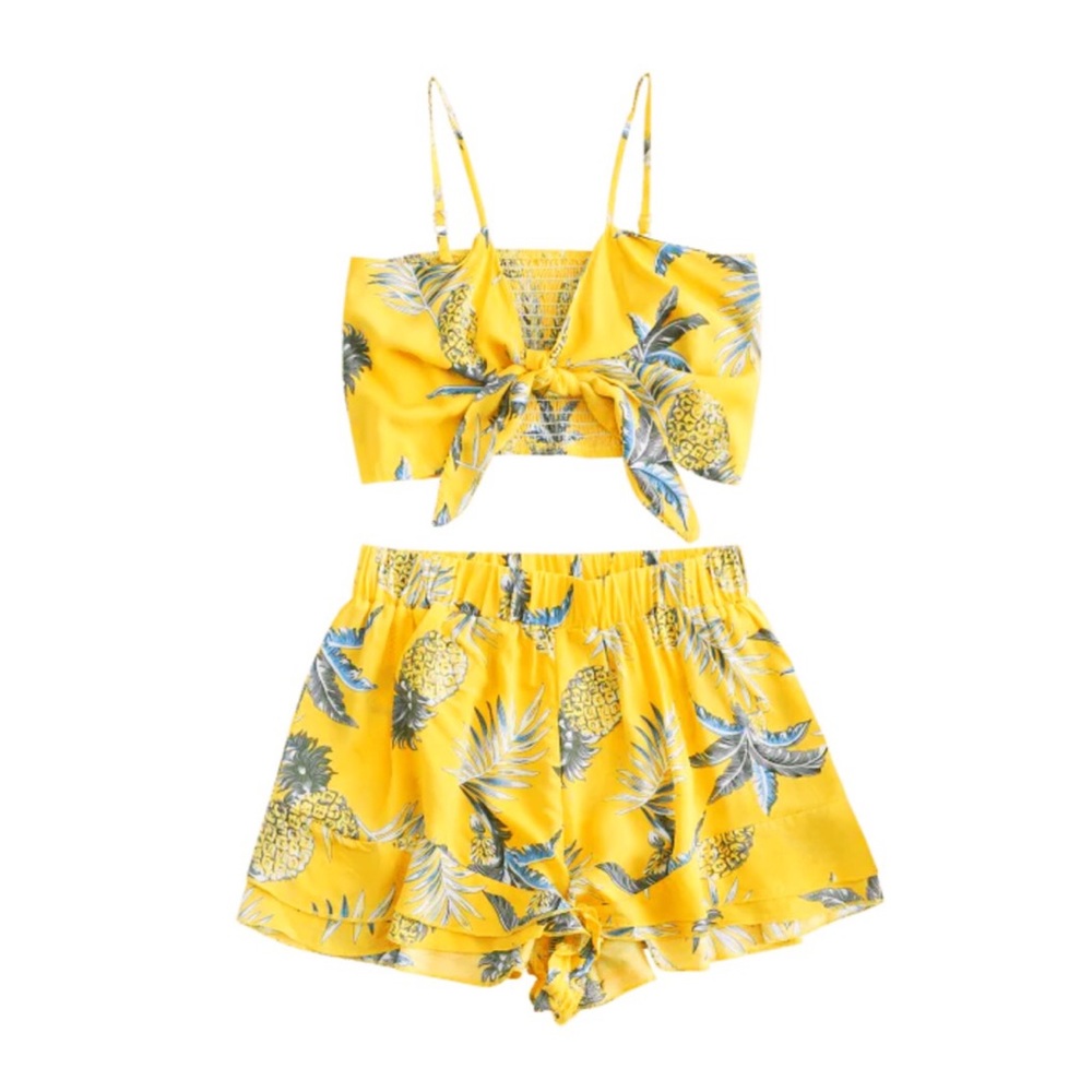 Yellow Pineapple 2 Piece Short Set